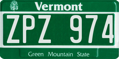 VT license plate ZPZ974
