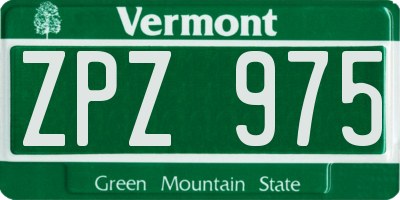 VT license plate ZPZ975