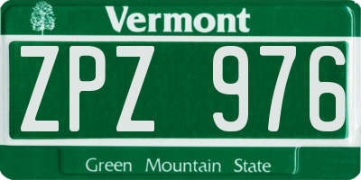 VT license plate ZPZ976