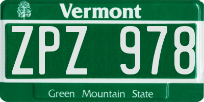 VT license plate ZPZ978