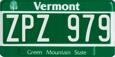 VT license plate ZPZ979