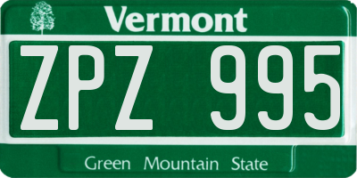 VT license plate ZPZ995