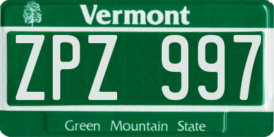 VT license plate ZPZ997