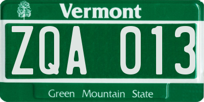 VT license plate ZQA013