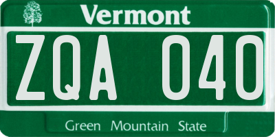 VT license plate ZQA040