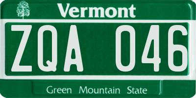 VT license plate ZQA046