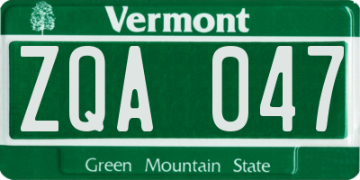 VT license plate ZQA047