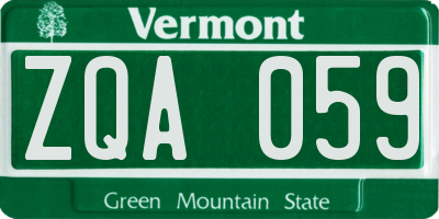 VT license plate ZQA059