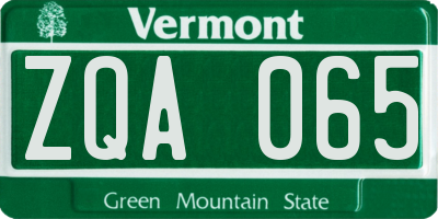 VT license plate ZQA065