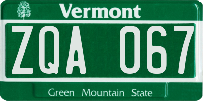 VT license plate ZQA067