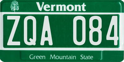 VT license plate ZQA084