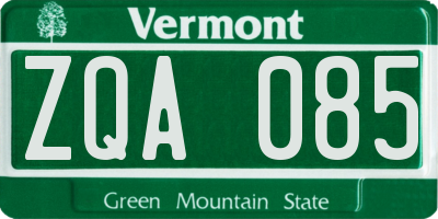 VT license plate ZQA085