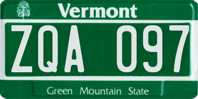 VT license plate ZQA097