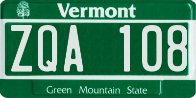 VT license plate ZQA108