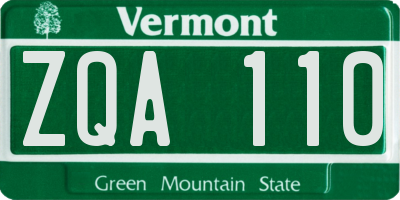 VT license plate ZQA110