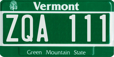 VT license plate ZQA111