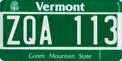 VT license plate ZQA113