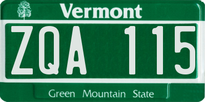 VT license plate ZQA115
