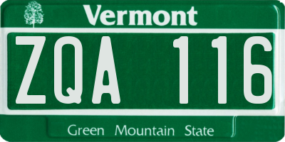 VT license plate ZQA116