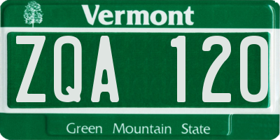 VT license plate ZQA120