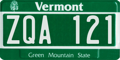 VT license plate ZQA121