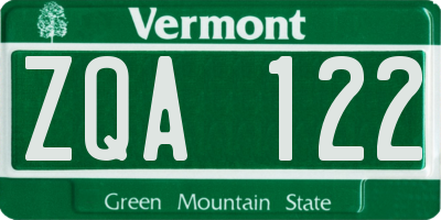 VT license plate ZQA122