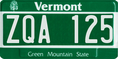 VT license plate ZQA125