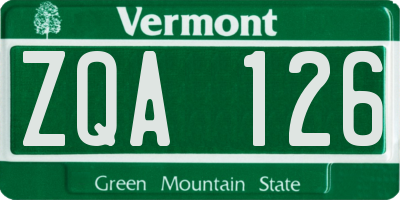 VT license plate ZQA126
