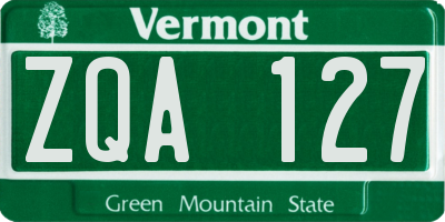 VT license plate ZQA127