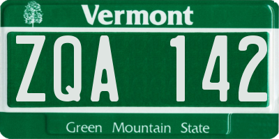 VT license plate ZQA142