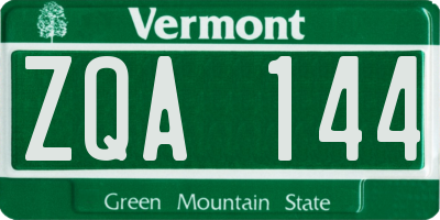 VT license plate ZQA144