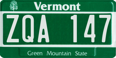 VT license plate ZQA147