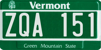 VT license plate ZQA151
