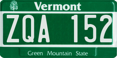 VT license plate ZQA152