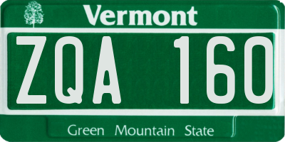 VT license plate ZQA160