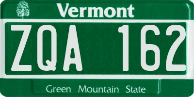 VT license plate ZQA162