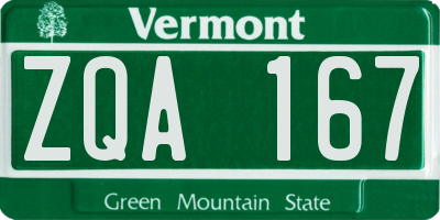 VT license plate ZQA167
