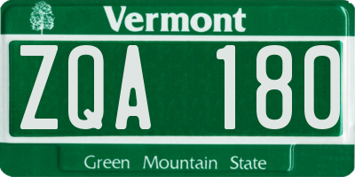 VT license plate ZQA180