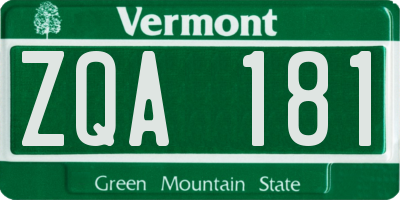 VT license plate ZQA181