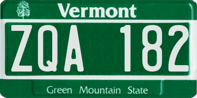 VT license plate ZQA182