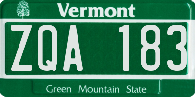 VT license plate ZQA183