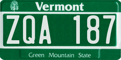 VT license plate ZQA187