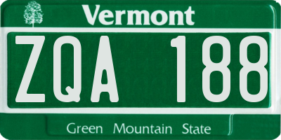 VT license plate ZQA188