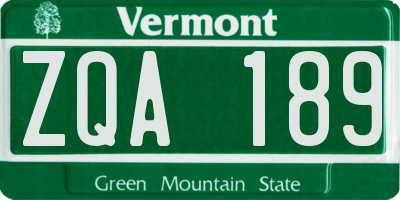 VT license plate ZQA189