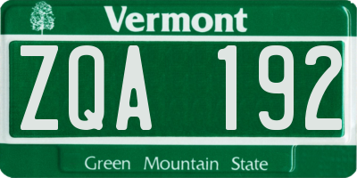 VT license plate ZQA192