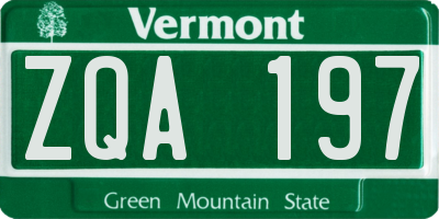VT license plate ZQA197