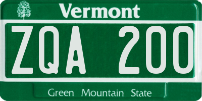 VT license plate ZQA200