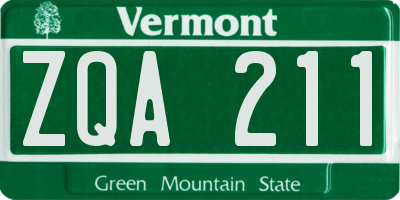 VT license plate ZQA211