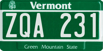 VT license plate ZQA231
