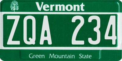 VT license plate ZQA234
